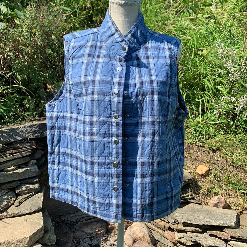 Baxter & Wells Blue quilted plaid vest Size PXL
